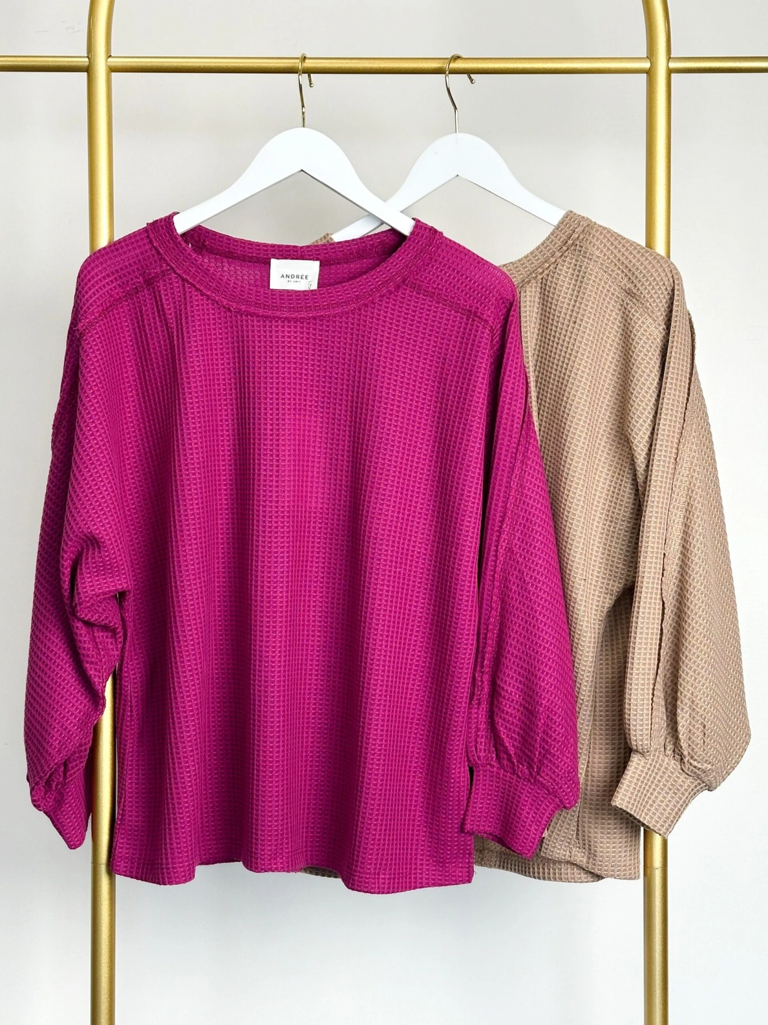 Round Neck Waffle Knit Long Sleeve Tunic Top | S - 3X *Final Sale* 1 Round Neck Waffle Knit Long Sleeve Tunic Top | S - 3X *Final Sale*