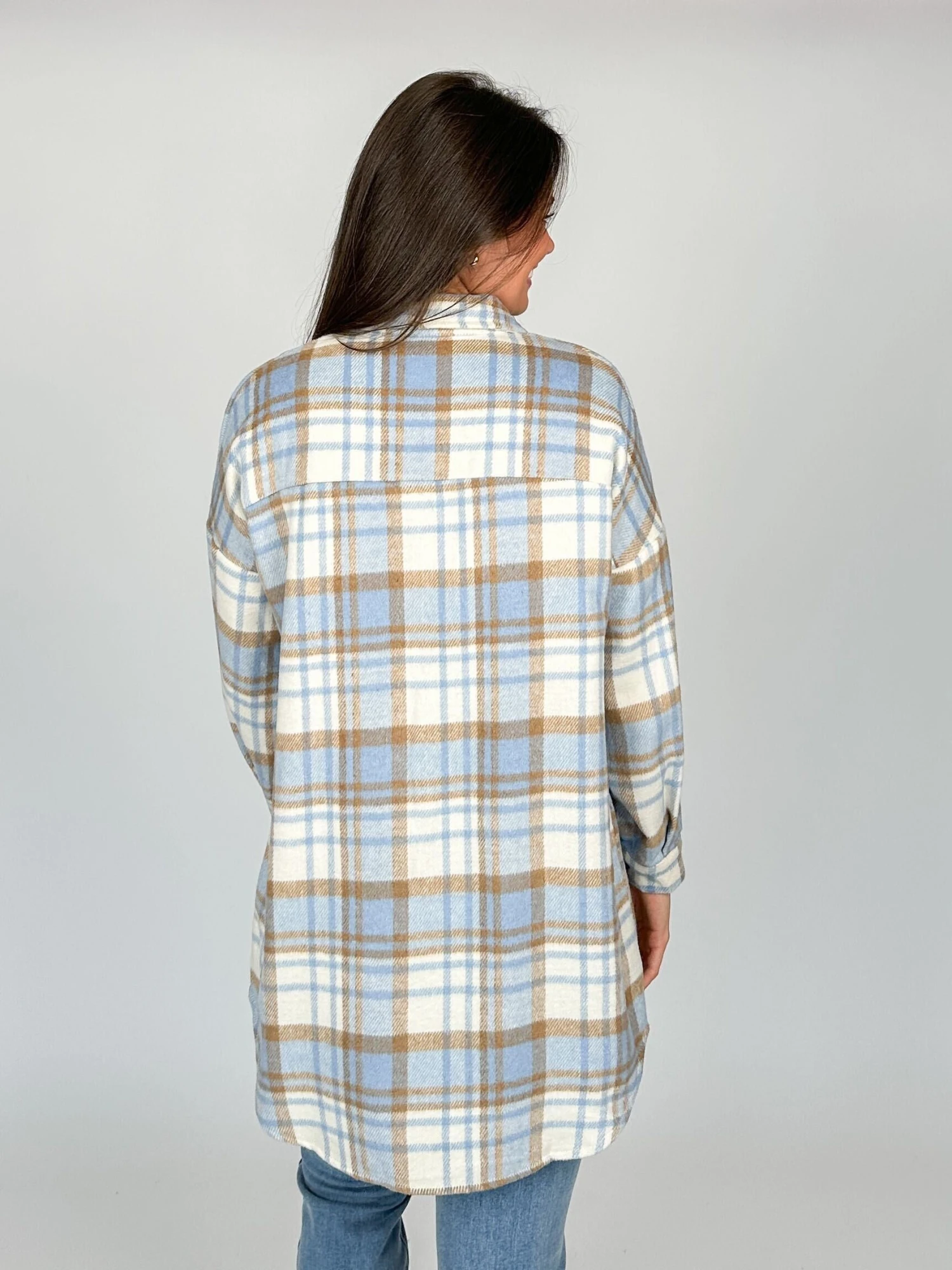 Plaid Button Down Long Sleeve Shacket W/ Flap Pockets | S - 2XL 4 Plaid Button Down Long Sleeve Shacket W/ Flap Pockets | S - 2XL - Image 4