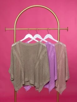 STACCATO Open Knit Round Neck Dolman Sleeve Top | S/M - M/L