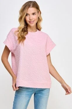 See And Be Seen Textured Short Sleeve Top | S - 3XL Set W/ Sku50085