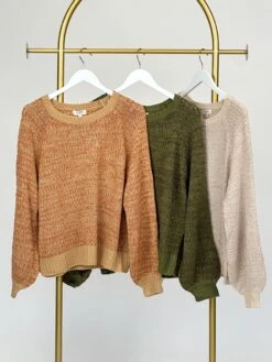 Round Neck Long Sleeve Popcorn Sweater | S - 2XL