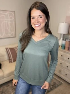 Rib Long Sleeve Top | S - 3X