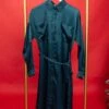Button Down Long Sleeve Collared Satin Shirt Dress W/ Belt | S-L
