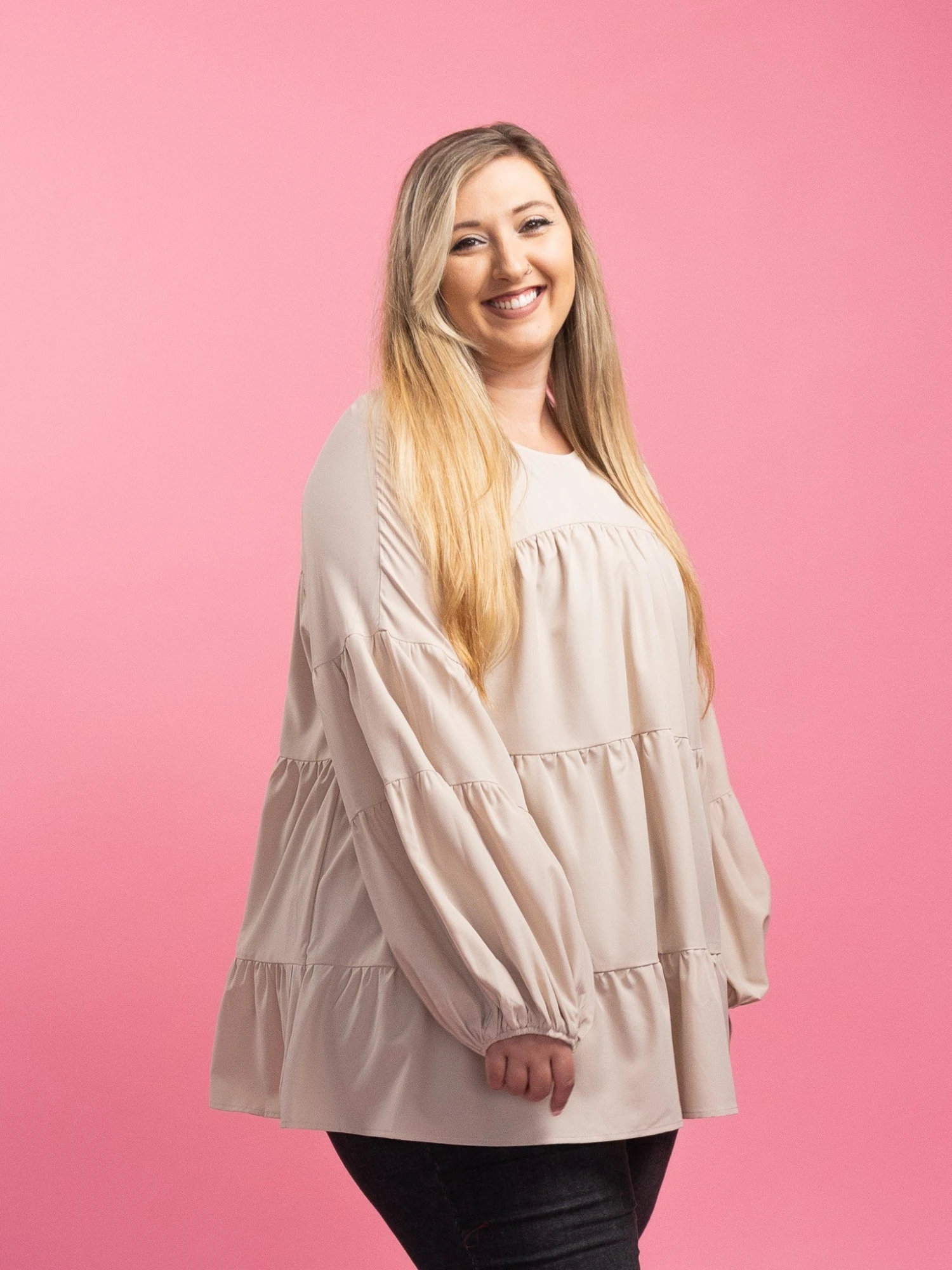 Long Sleeve Round Neck Tiered Top | S - 3X 6 Long Sleeve Round Neck Tiered Top | S - 3X - Image 6